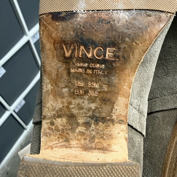 Vince Vero Cuoio Hallie Grey Tan Suede Ankle Chelsea Chunky Heel Boots - Picture 10 of 10
